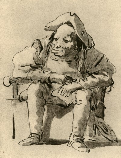 Karikatur eines sitzenden Mannes, Mitte 18. Jahrhundert, 1928 von Giovanni Battista Tiepolo
