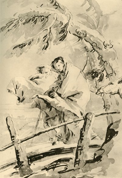 Fly til Egypt, før 1752, 1928 av Giovanni Battista Tiepolo