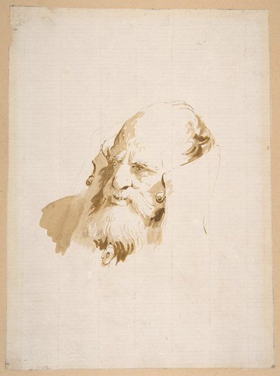Hode av en mann med høy krage av Giovanni Battista Tiepolo