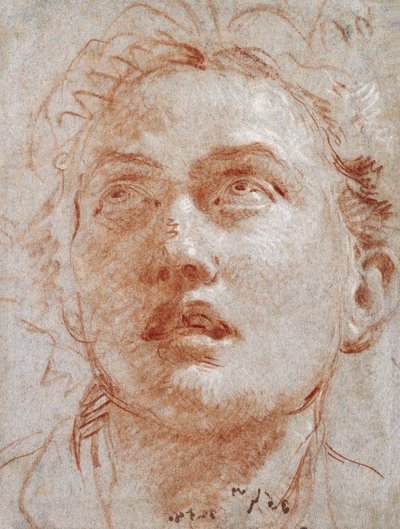 Hodet til en mann som ser opp, av Giovanni Battista Tiepolo