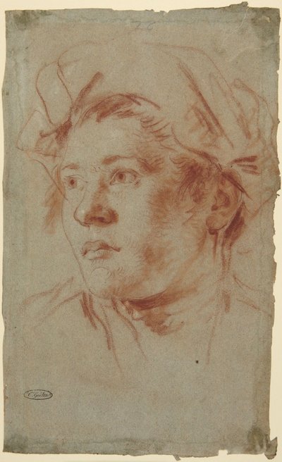 Hode av en ung mann med hatt av Giovanni Battista Tiepolo