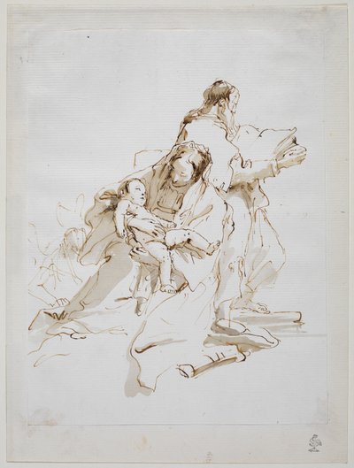 Hellig familie med Saint Joseph Reading, 1757 ca av Giovanni Battista Tiepolo
