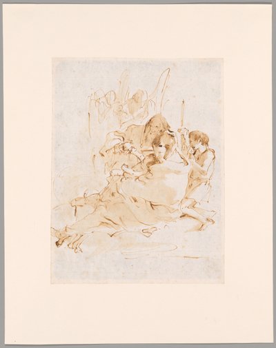 Heilige Familie mit St. Johannes und zwei Engeln von Giovanni-Battista Tiepolo