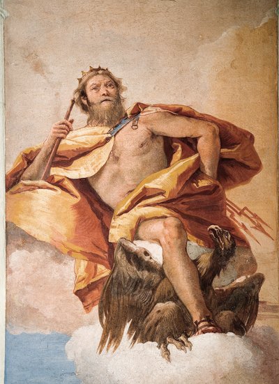 Jove the Thunderer with Eagle, fra Room of Olympian Deities in the Foresteria (Guesthouse) 1757 av Giovanni Battista Tiepolo