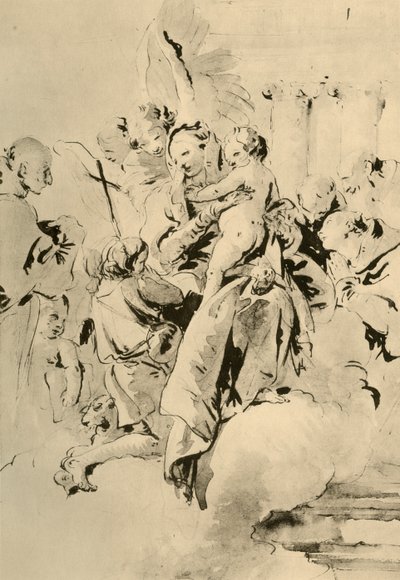 Madonna mit Heiligen und Engeln, Mitte 18. Jahrhundert, 1928 von Giovanni Battista Tiepolo
