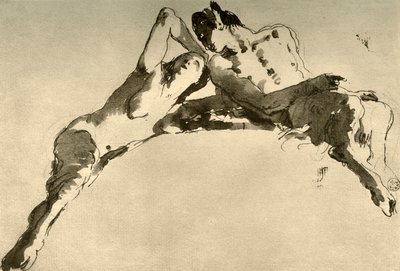 Männlicher und weiblicher Faun, Mitte 18. Jahrhundert, 1928 von Giovanni Battista Tiepolo