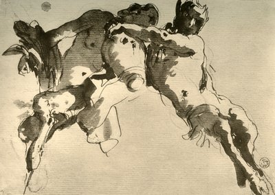 Mannlig og kvinnelig faun med amfora, midten av 1700-tallet, 1928 av Giovanni Battista Tiepolo