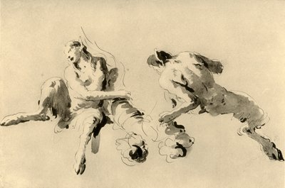 Männlicher und weiblicher Faun mit Cornucopeia, Mitte 18. Jahrhundert, 1928 von Giovanni Battista Tiepolo