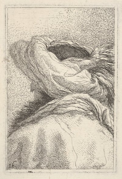 Mann mit Turban, in Büstenlänge von hinten im Dreiviertelprofil dargestellt, ca. 1770 von Giovanni Battista Tiepolo