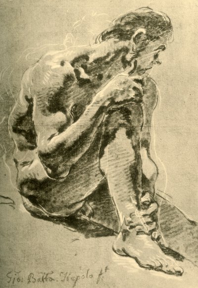 Sittende naken, 1715-1716, 1928 av Giovanni Battista Tiepolo