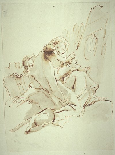 Ruhe auf der Flucht nach Ägypten von Giovanni-Battista Tiepolo