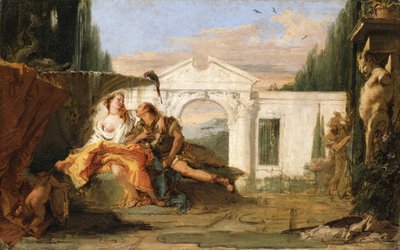 Rinaldo og Armida i Armidas fortryllede hage, overhørt av Carlo og Ubaldo av Giovanni Battista Tiepolo