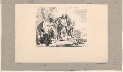 Sittende kvinne, ung soldat og magus, fra Vari Capricci av Giovanni-Battista Tiepolo