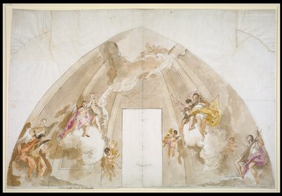Syngende og musiserende engler: forberedende tegning til taket i Udinés katedral av Giovanni Battista Tiepolo