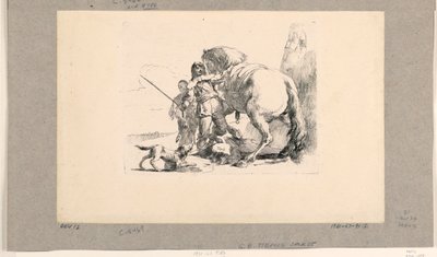Soldat med hest og brudgom, fra Vari Capricci av Giovanni Battista Tiepolo
