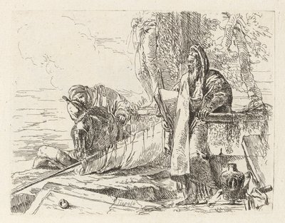 Stående filosof og to andre figurer, fra Vari capricci (Various Capriccios) av Giovanni-Battista Tiepolo