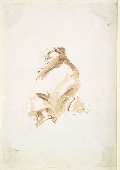 Stående kvinneskikkelse sett bakfra og nedenfra av Giovanni-Battista Tiepolo