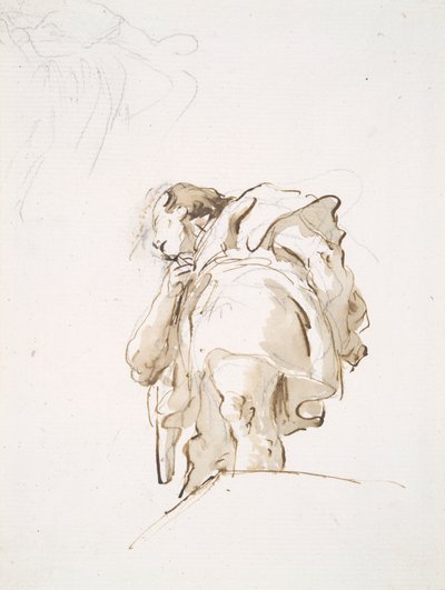 Stående mannsfigur sett på skrå nedenfra av Giovanni Battista Tiepolo