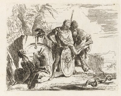 Astrologen og den unge soldaten, fra Vari capricci (Various Capriccios) av Giovanni-Battista Tiepolo