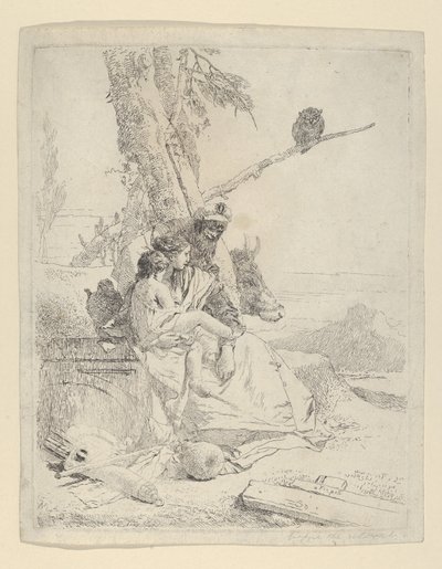 Die Familie des orientalischen Bauern, aus den Scherzi, ca. 1740 von Giovanni Battista Tiepolo