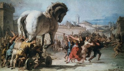 Procession of the Trojan Horse into Troy, c1760 av Giovanni Battista Tiepolo