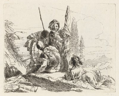 Three Soldiers and a Boy, fra Vari capricci (Various Capriccios) av Giovanni Battista Tiepolo