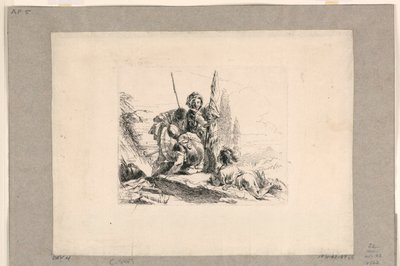 Three Soldiers and a Boy, fra Vari Capricci av Giovanni Battista Tiepolo