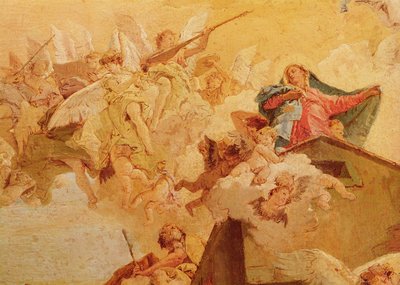Oversettelse av Det hellige hus fra Nasaret til Loreto, detalj av jomfruen av Giovanni Battista Tiepolo