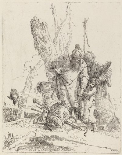 To turbanede tryllekunstnere og en gutt av Giovanni Battista Tiepolo