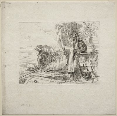 Ulike caprices: Filosofen som står med bok av Giovanni-Battista Tiepolo