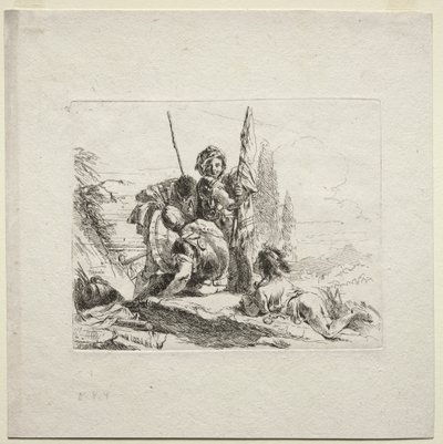 Ulike Caprices: De tre soldatene og gutten av Giovanni Battista Tiepolo