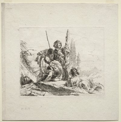 Ulike Caprices: The Three Soldiers and the Boy, 1785. av Giovanni Battista Tiepolo