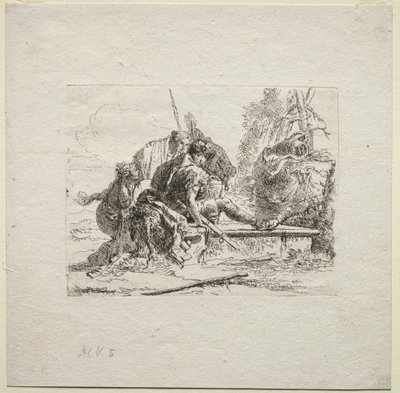 Ulike caprices: De to soldatene og de to kvinnene, 1785. av Giovanni Battista Tiepolo