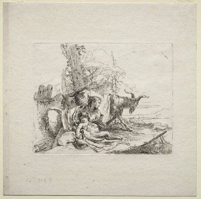 Diverse Caprices: Kvinnen med tamburin av Giovanni-Battista Tiepolo