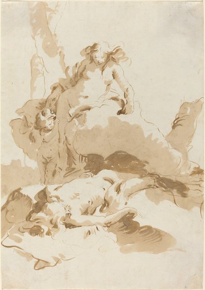 Venus und Amor entdecken den Körper des Adonis von Giovanni Battista Tiepolo