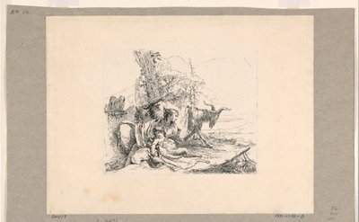 Kvinne med et spedbarn Satyr, fra Vari Capricci av Giovanni Battista Tiepolo