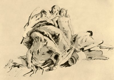 Ung kvinne med gutt, elvegod og satyr, midten av 1700-tallet, 1928 av Giovanni Battista Tiepolo
