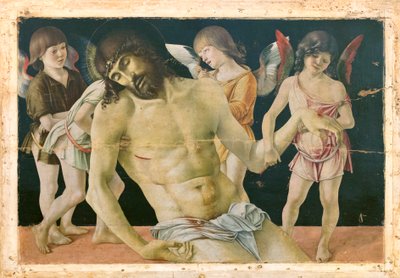 Død Kristus støttet av engler, ca. 1475 (olje og tempera på trebrett) av Giovanni Bellini