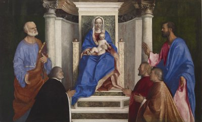 Madonna og barn med de hellige Peter og Mark og tre venetianske prokuratorer, 1510 av Giovanni Bellini