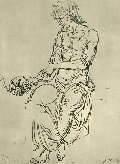 Sittende mann med astronomisk instrument, sent på 1400-tallet, 1943. av Giovanni Bellini