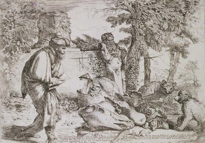 Diogenes søker etter en ærlig mann (etsing) av Giovanni Benedetto Castiglione