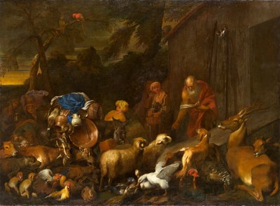 Noah and the Animals Entering the Ark, ca 1630-1632 (olje på lerret) av Giovanni Benedetto Castiglione