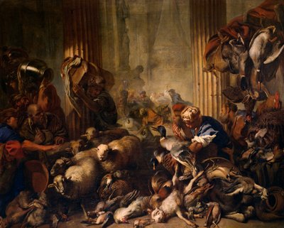 Kristus driver handelsmenn fra tempelet av Giovanni Benedetto Castiglione