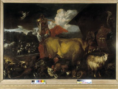 Dyrenes inngang i arken (olje på lerret) av Giovanni Benedetto Castiglione