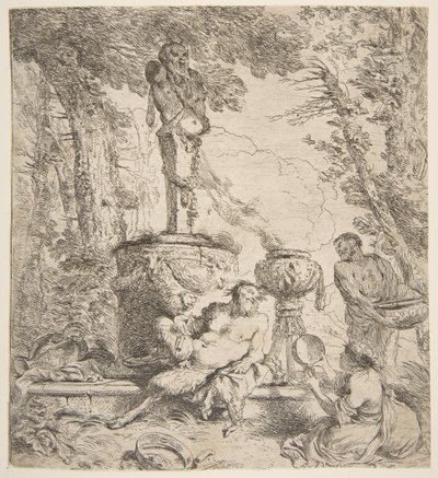 Bacchanal foran et alter for gudene, ca. 1645. av Giovanni Benedetto Castiglione