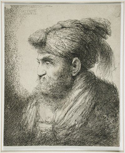 Skjegget mann med turban, 1647-51 av Giovanni Benedetto Castiglione