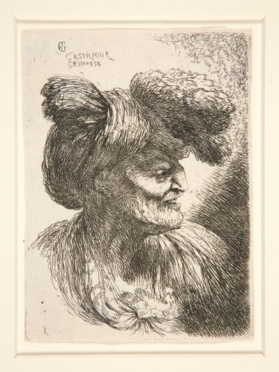 Figur mot høyre, fra serien Small Studies of Heads av Giovanni Benedetto Castiglione
