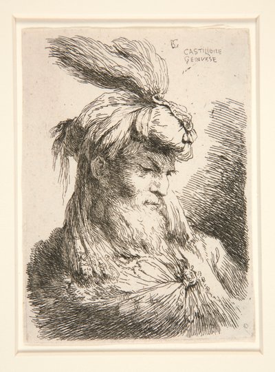 Figur mot høyre, fra serien Small Studies of Heads av Giovanni Benedetto Castiglione