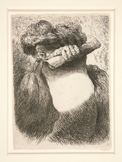 Figur Holding a Large Banderole, fra serien Small Studies of Heads av Giovanni Benedetto Castiglione