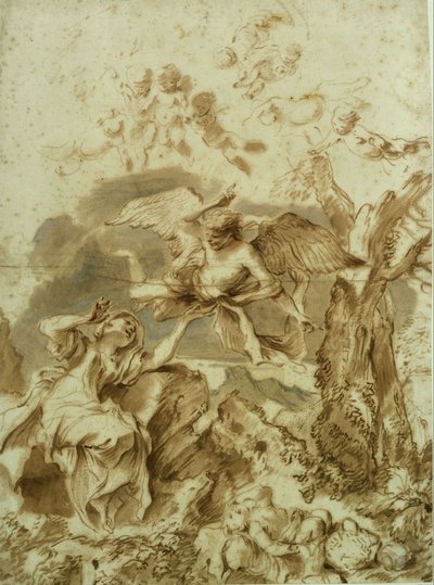 Hagar og Ismael i ødemarken av Giovanni Benedetto Castiglione